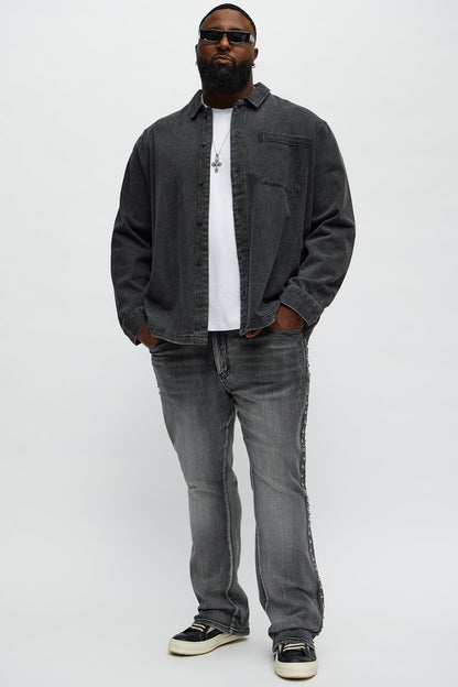 Stacked Slim Flare Stud On The Side Jeans - Black Wash