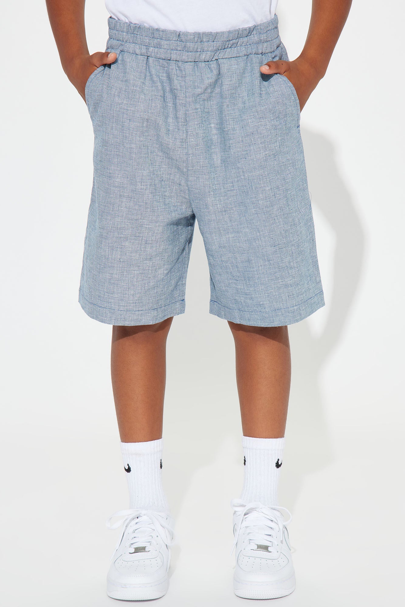 Mini Bahamas Resort Linen Shorts - Blue
