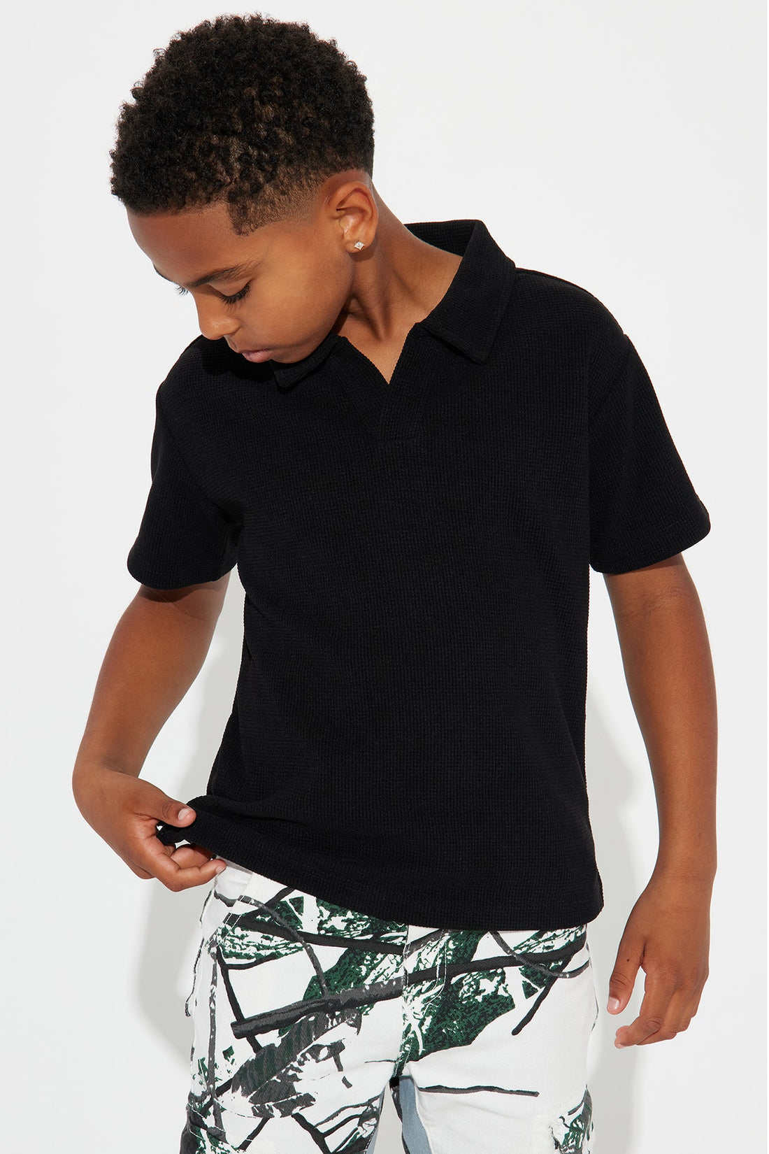 Mini Cairo Textured Polo - Black