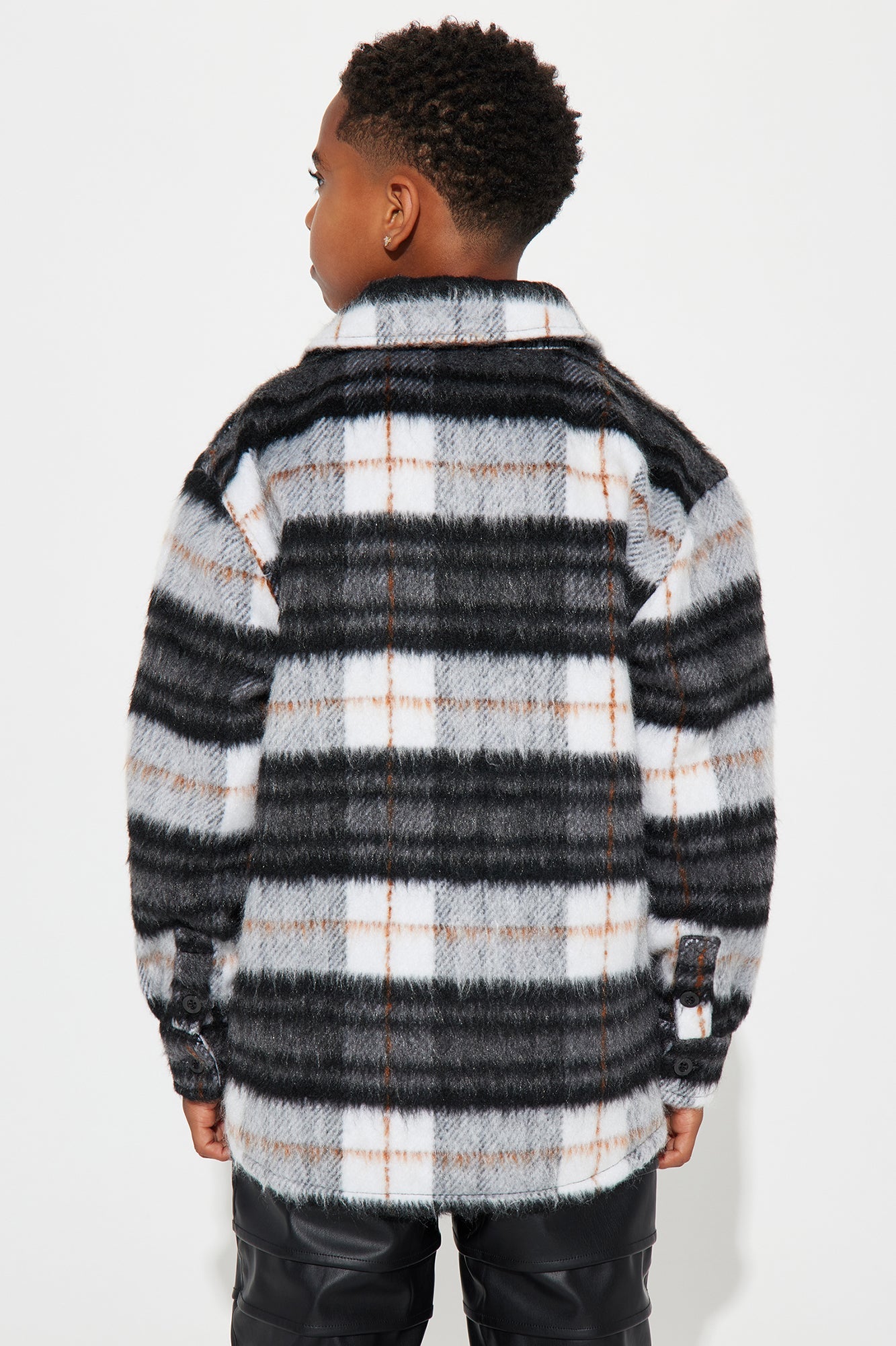 Mini Move Up Plaid Shacket - Black/Grey