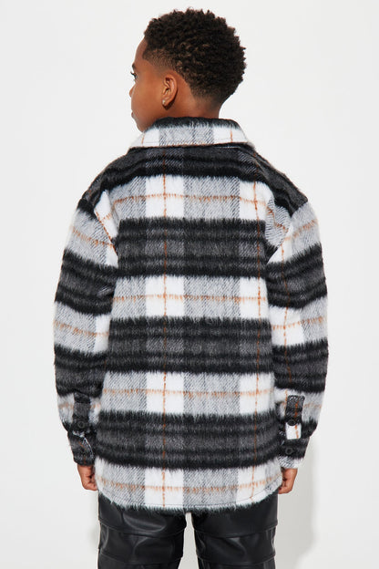 Mini Move Up Plaid Shacket - Black/Grey