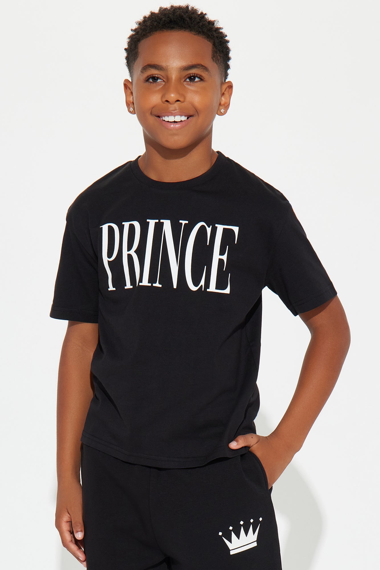 Family Goals Mini Prince Short Set - Black