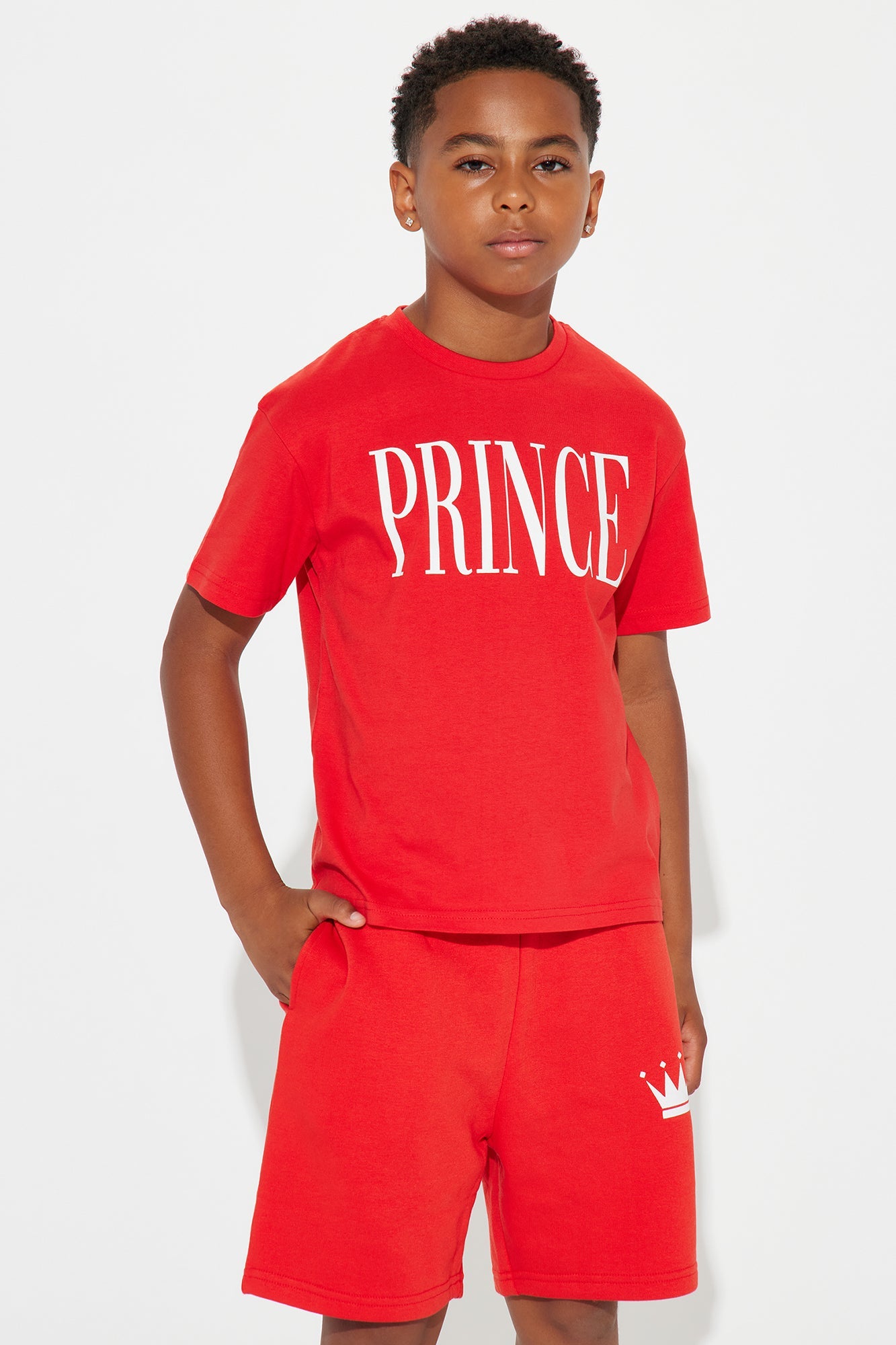 Family Goals Mini Prince Short Set - Red