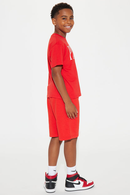 Family Goals Mini Prince Short Set - Red