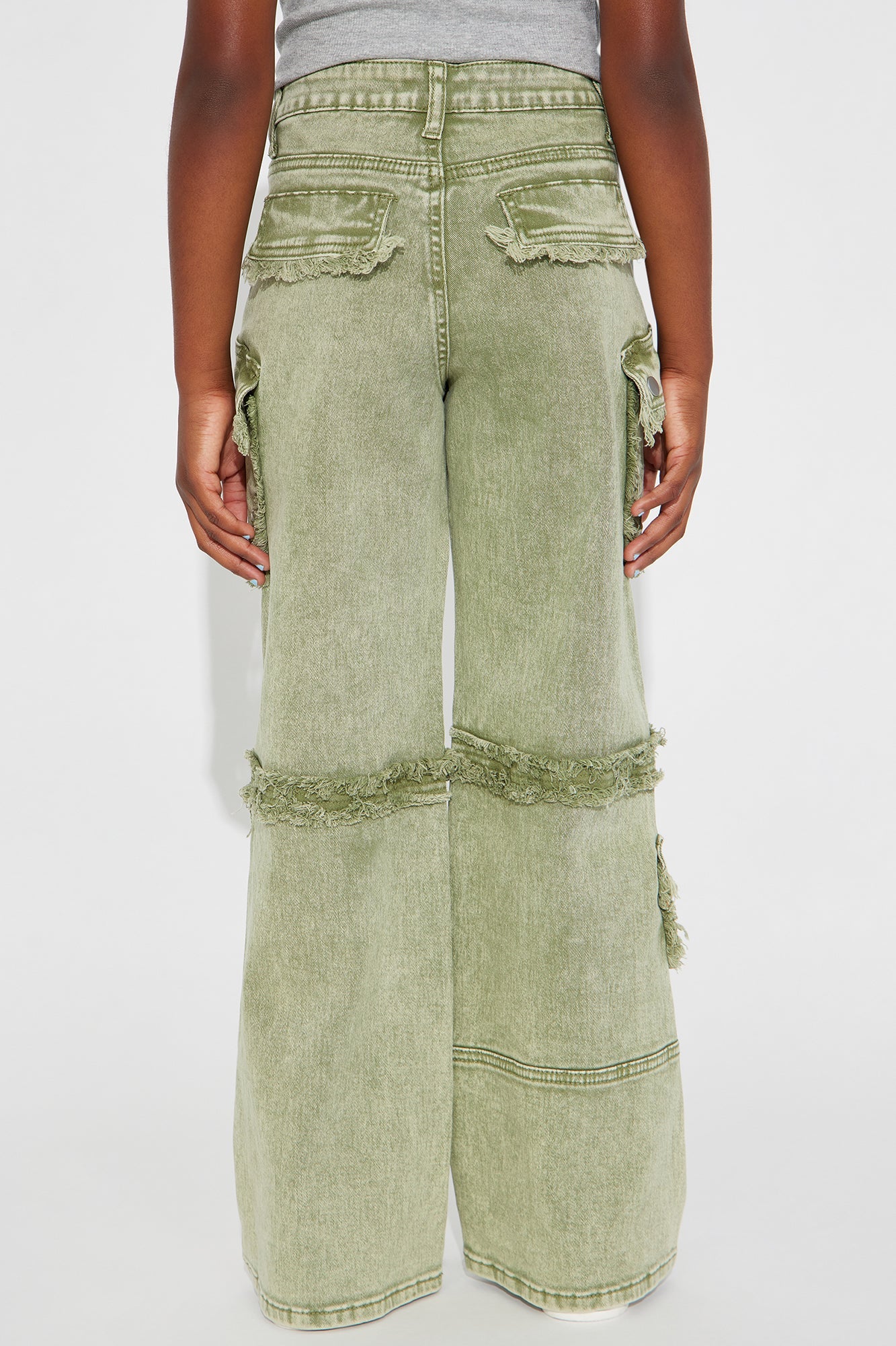 Mini Gillie Cargo Fray Pocket Jean - Green