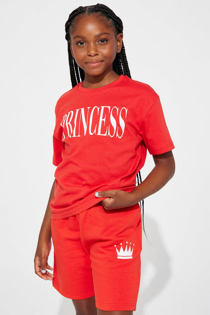 Family Goals Mini Princess Short Set - Red