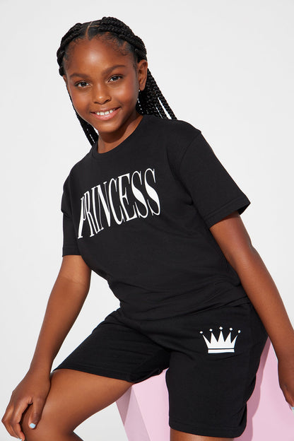 Family Goals Mini Princess Short Set - Black