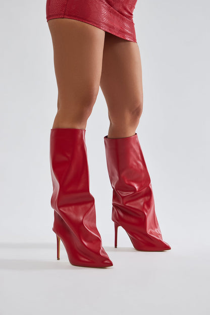 Jeni Knee High Boots - Red