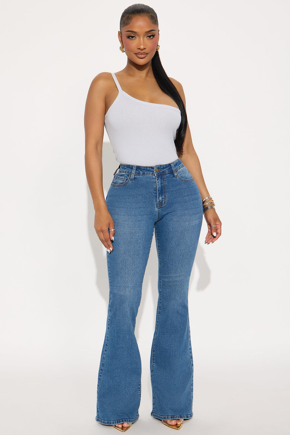 Tall Vibe Check Curvy Stretch Flare Jeans - Medium Wash