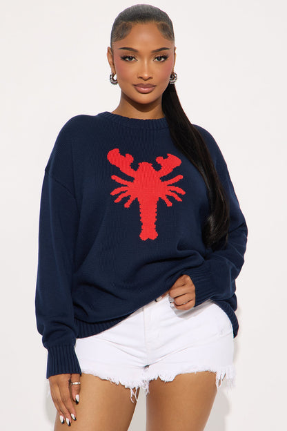 Lobster Life Pullover Sweater - Navy/combo