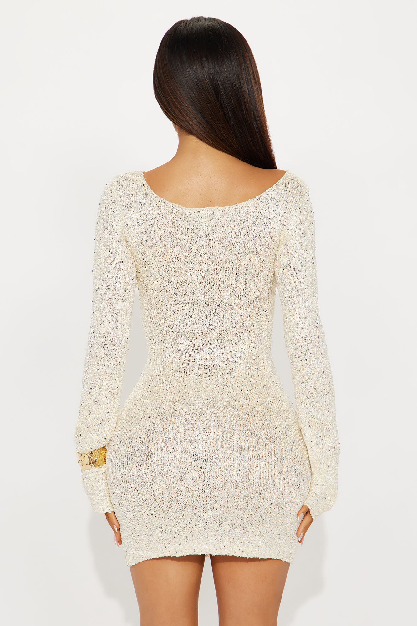 Shimmer And Glow Crochet Mini Dress - Cream