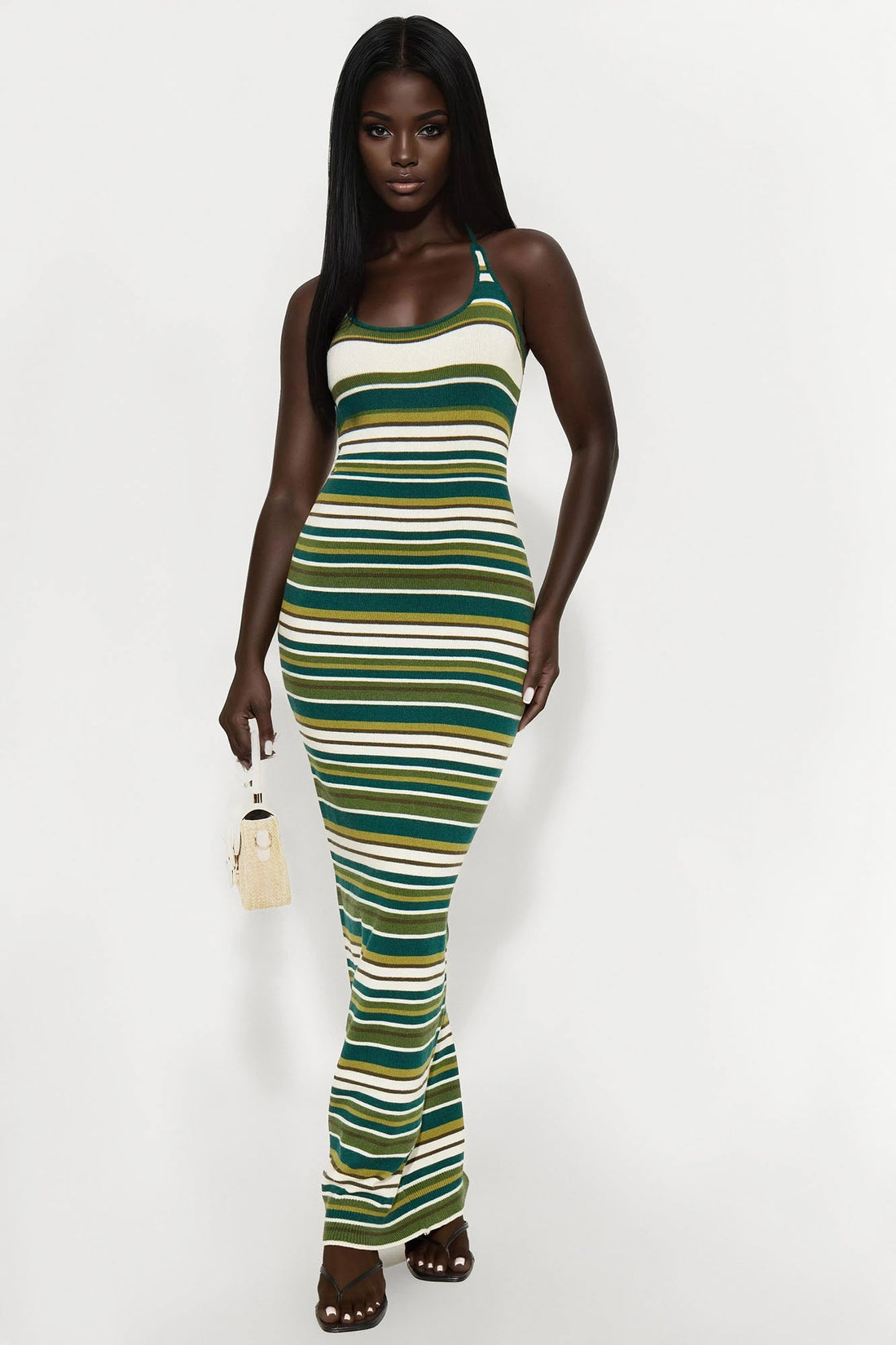 Lynette Striped Maxi Dress - Green/combo