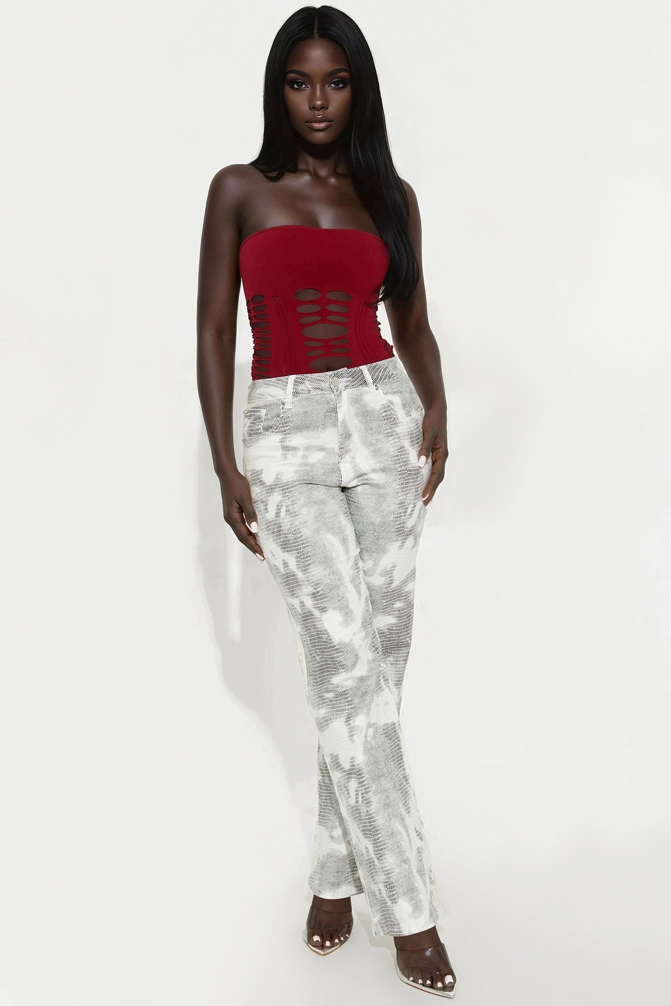 Wild Dreamer Printed Flare Jeans - White/combo