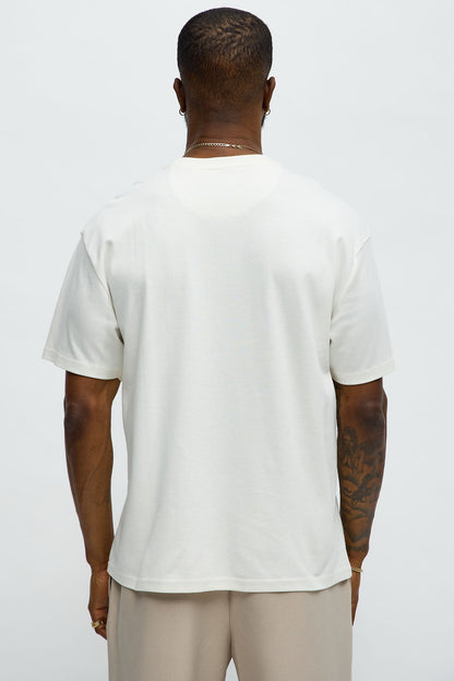 Textured Geometric Short Sleeve Tee - Off White
