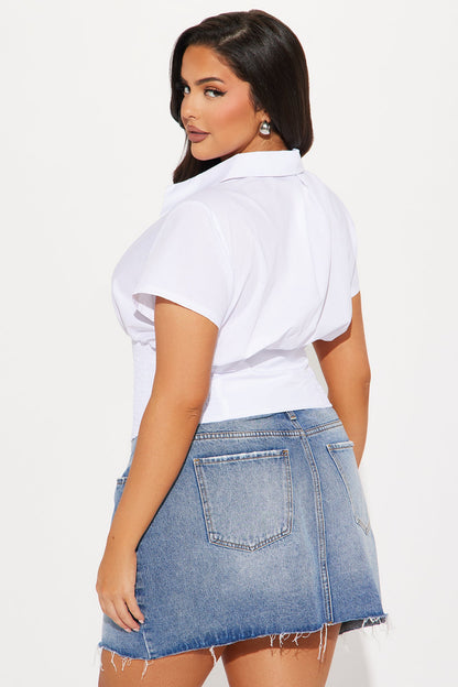 Endless Talks Short Sleeve Corset Top - White