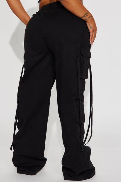 Tall Golden Hour Wide Leg Cargo Pant - Black