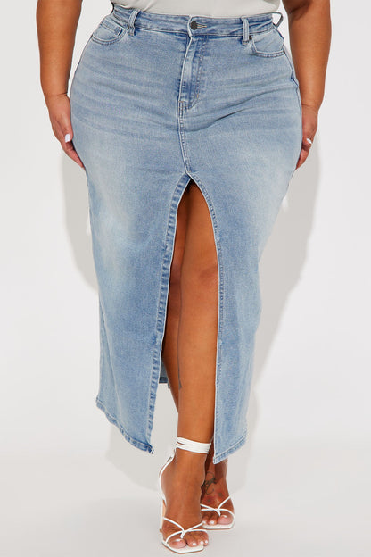 Nicole Denim Maxi Skirt - Light Wash