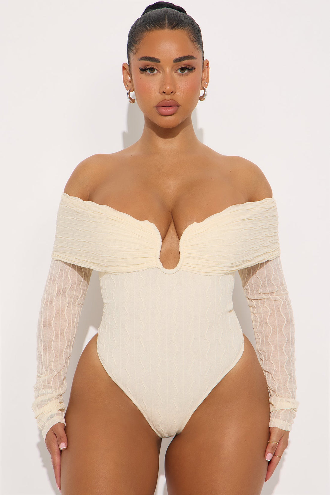 Olive Off Shoulder Bodysuit - Ivory