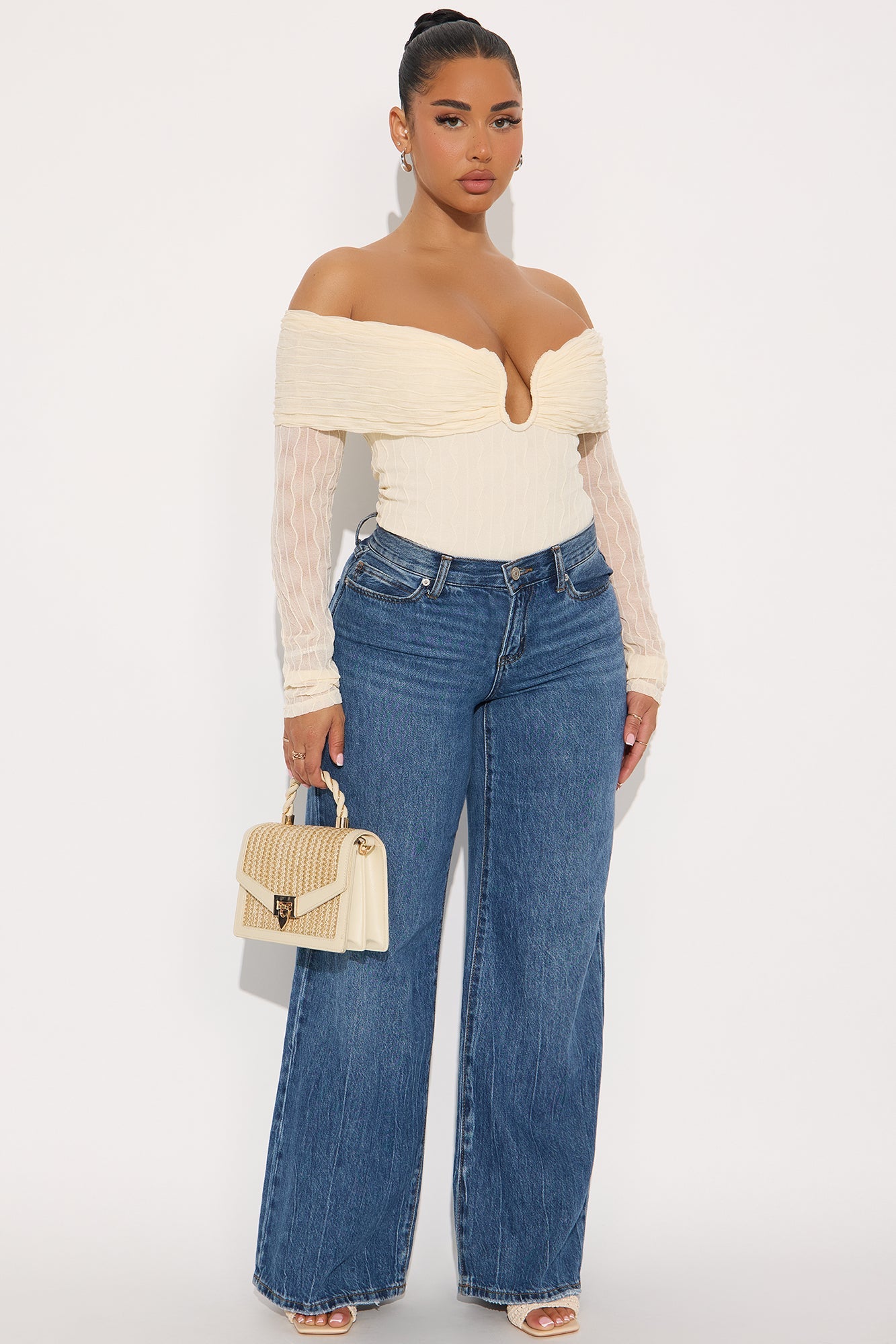 Olive Off Shoulder Bodysuit - Ivory