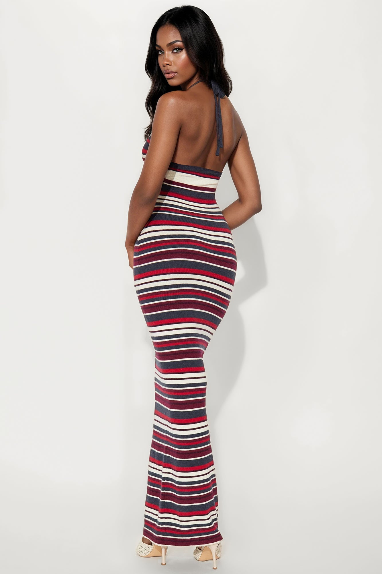 Lynette Striped Maxi Dress - Burgundy/combo