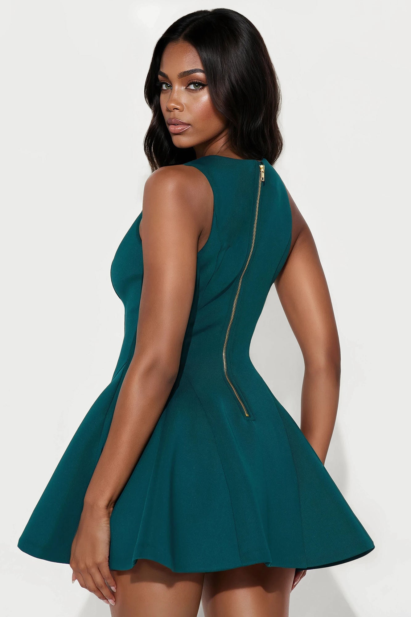 Queen Of Everything Pleated Mini Dress - Emerald