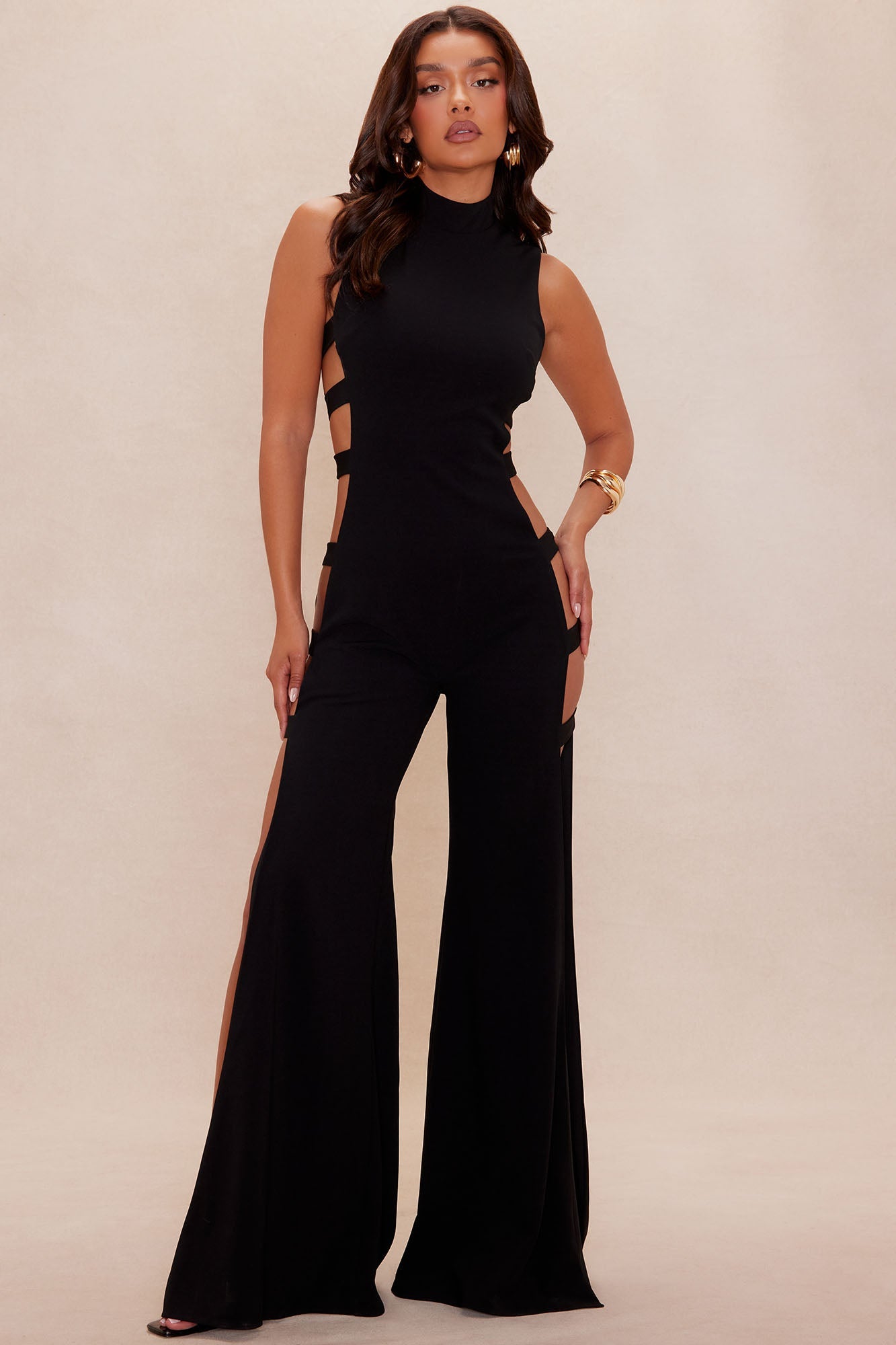 Heather Wide Leg Jumpsuit - Black