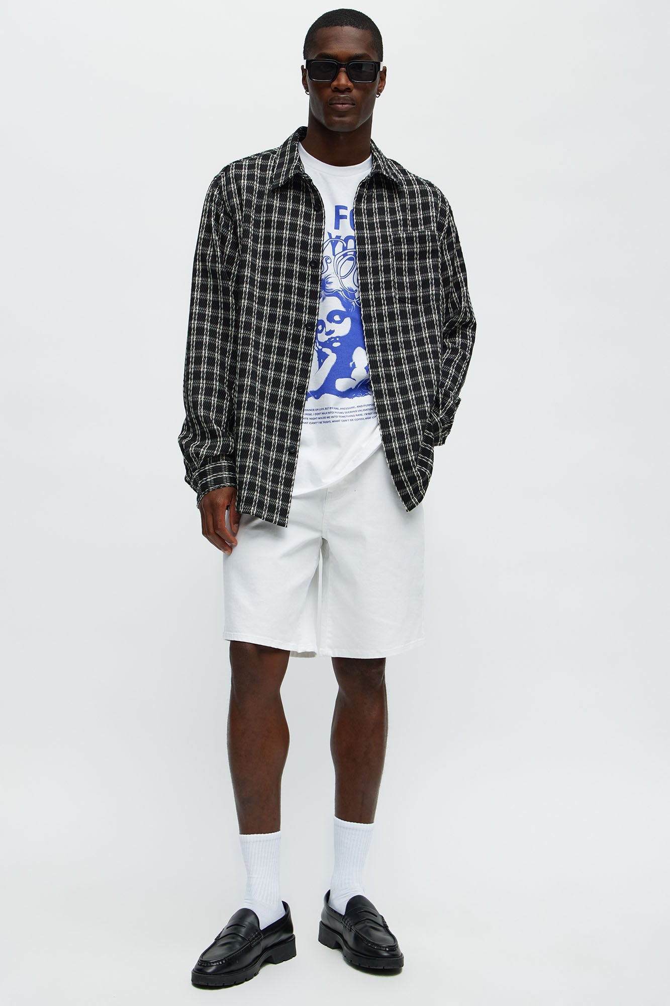 Mike Relaxed Denim Shorts - White