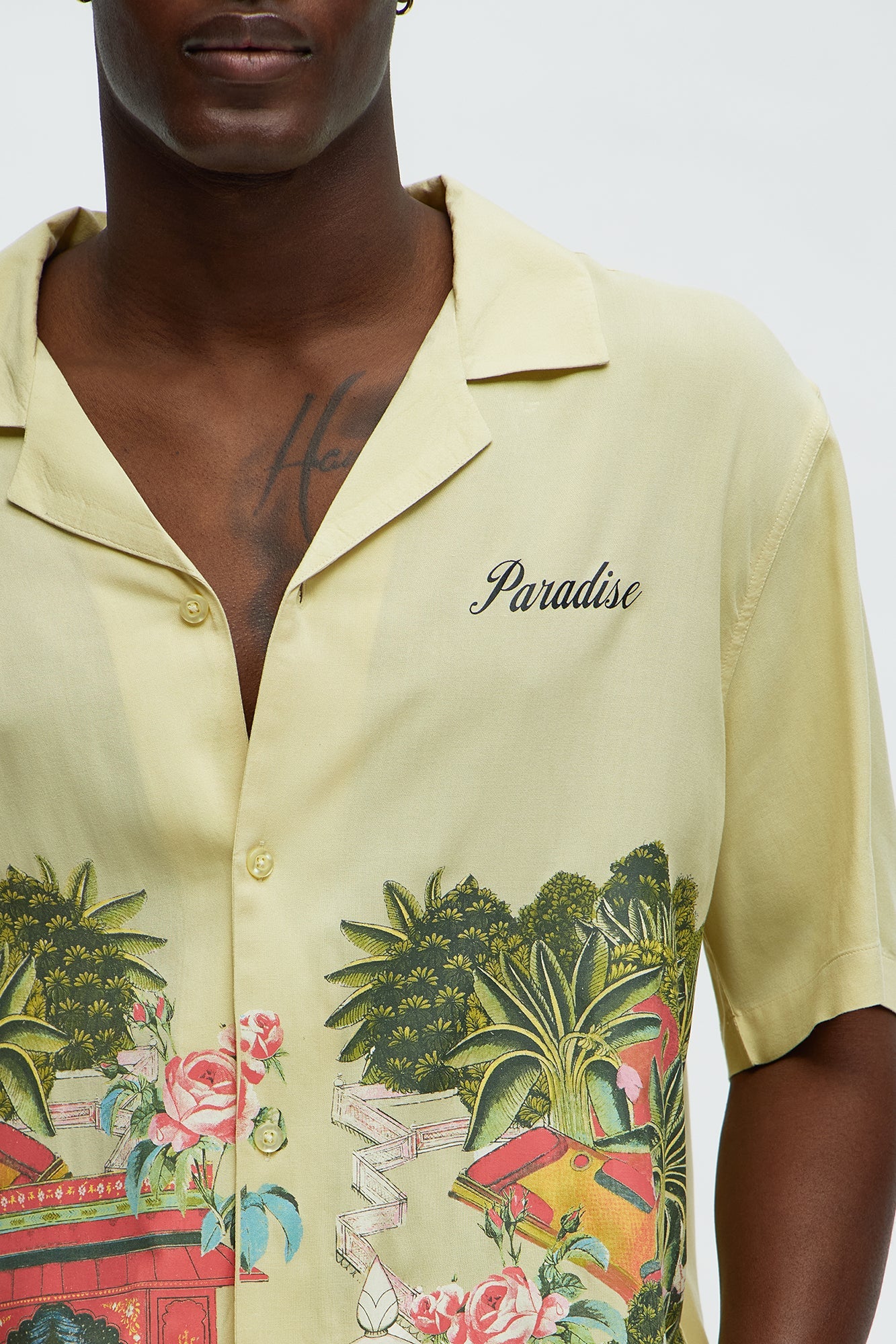 Paradise Set Short Sleeve Button Up Shirt - Lime