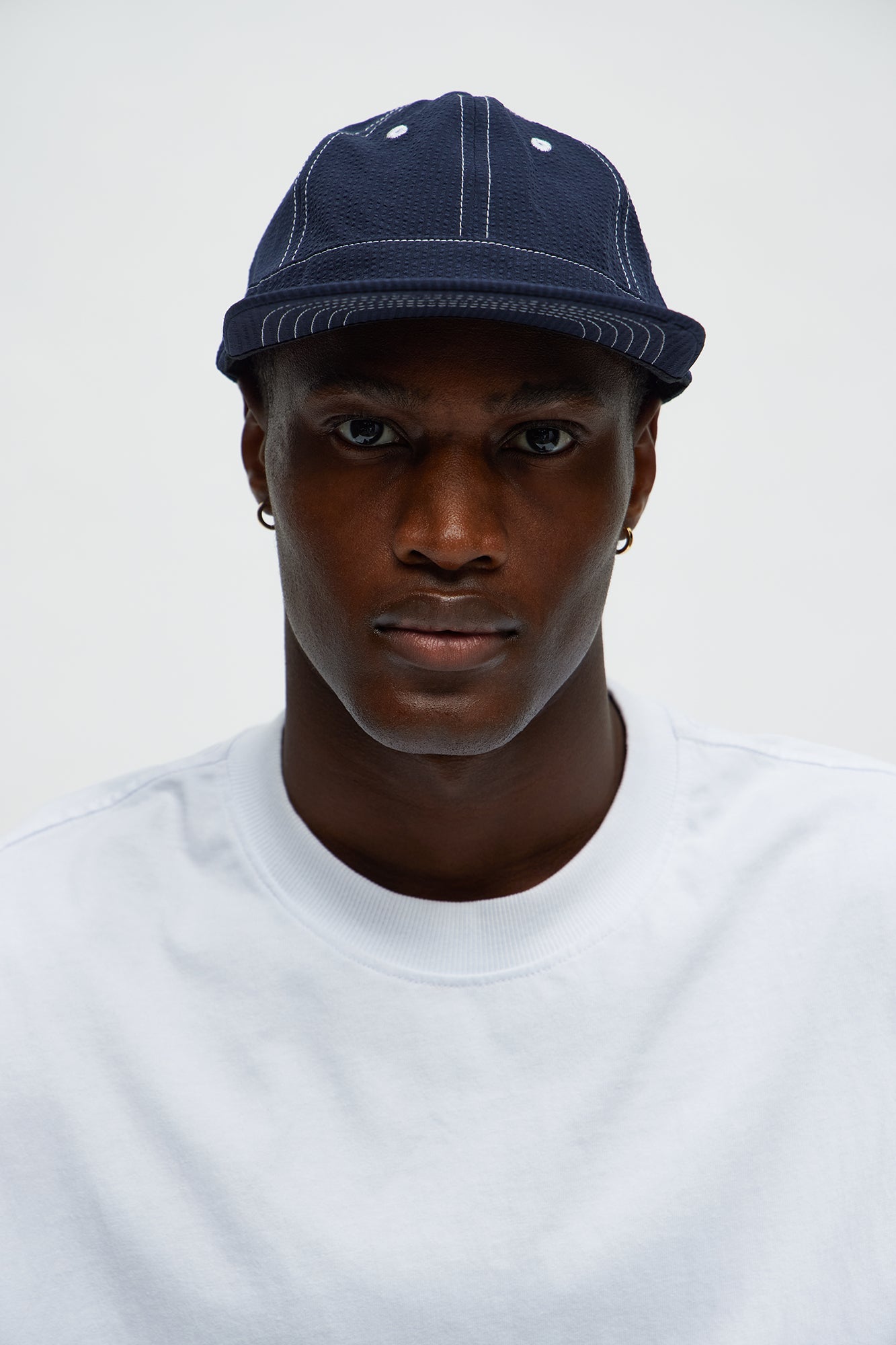 Seersucker 6 Panel Hat - Navy