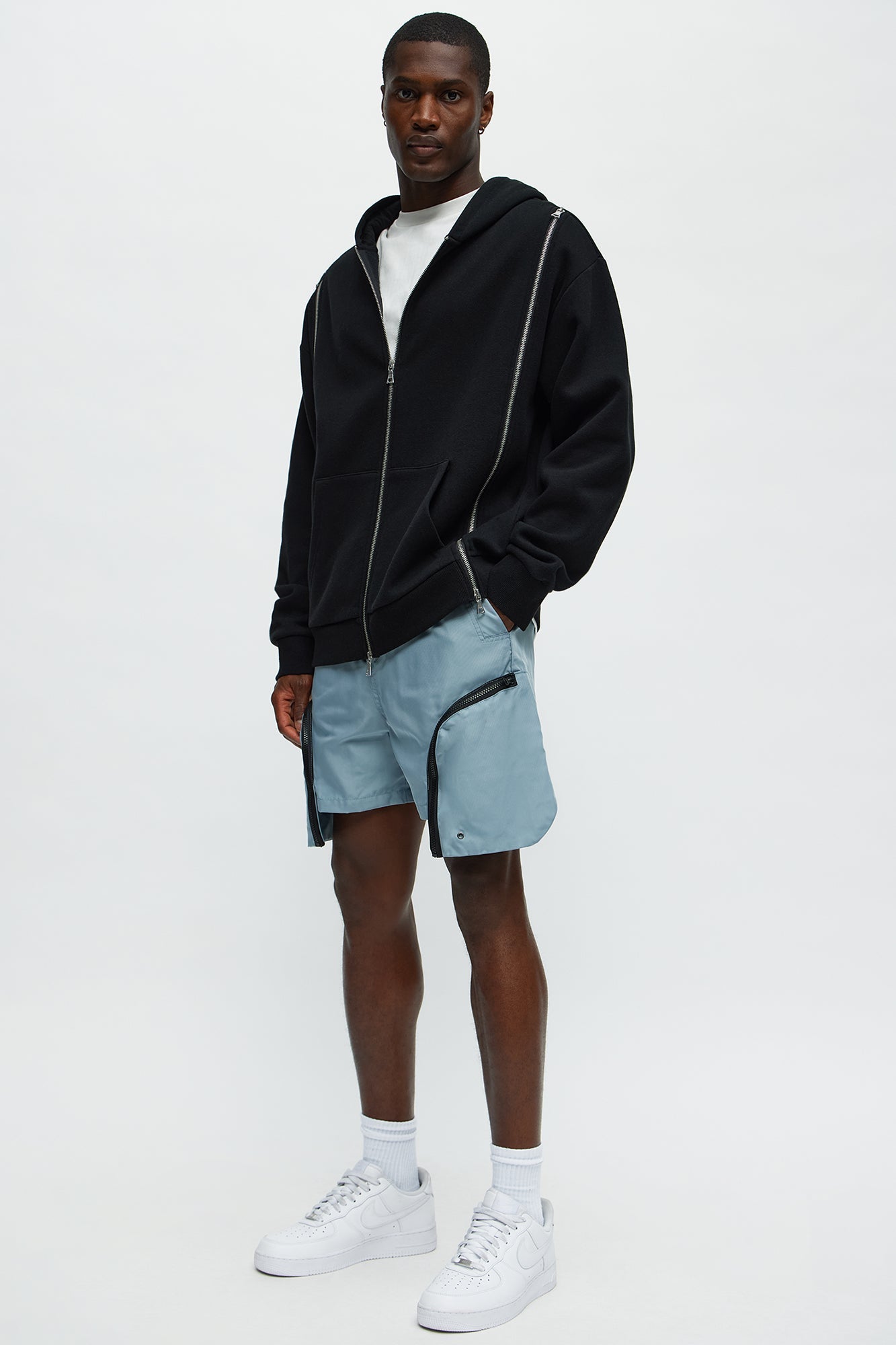 Cargo Pockets Relaxed Drawstring Shorts - Blue