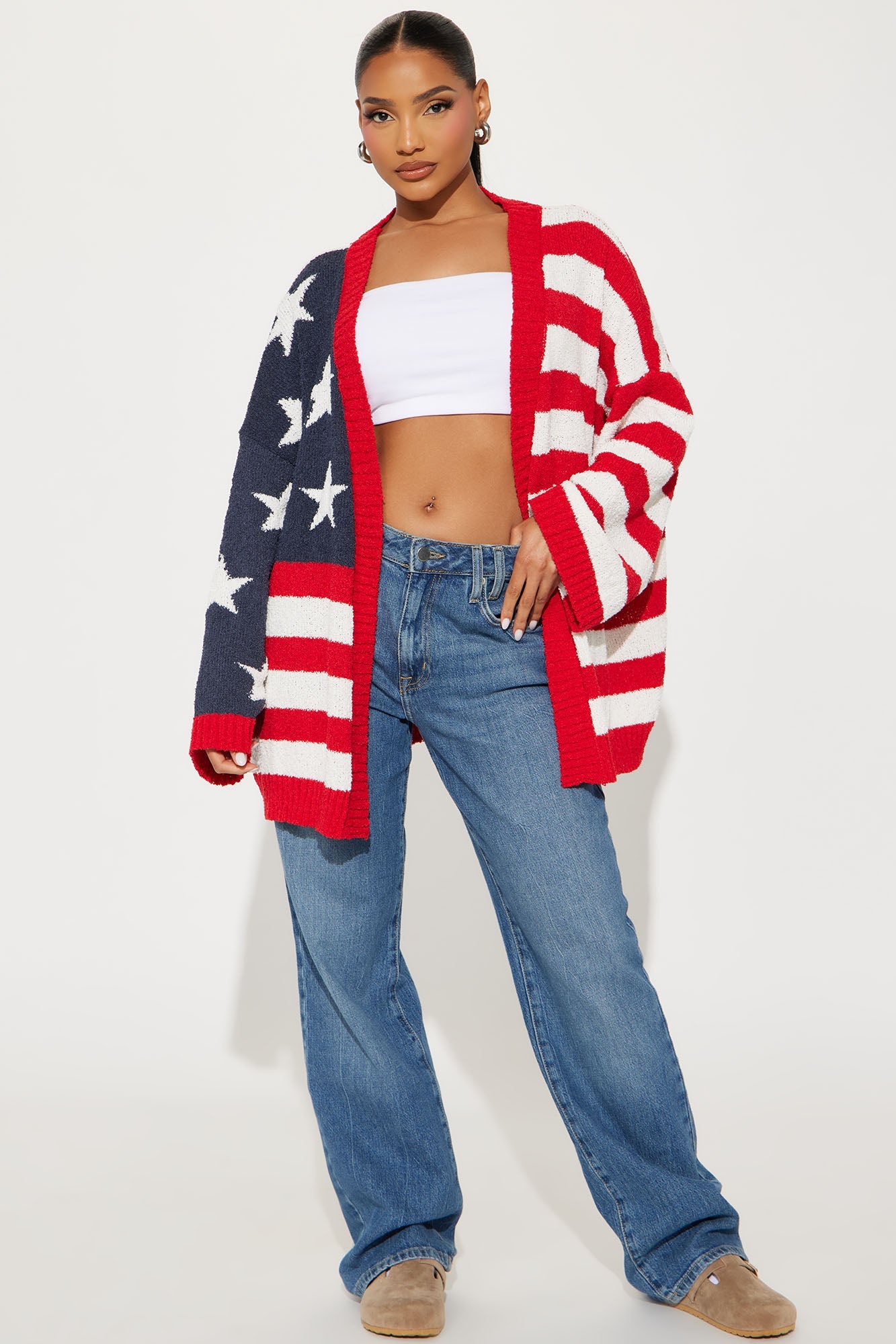 Stars And Stripes Cardigan - Red/combo