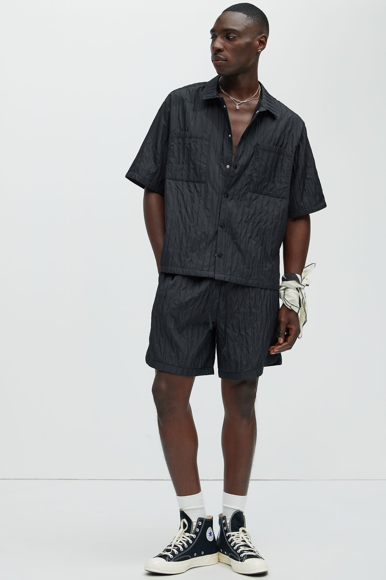 Cavour Crinkled Shorts - Black
