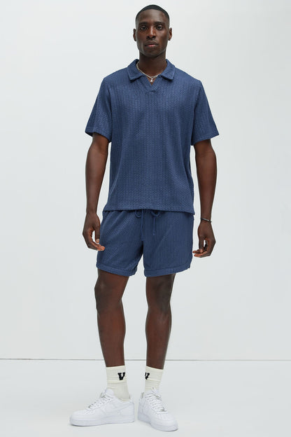 Catanina Textured Shorts - Navy