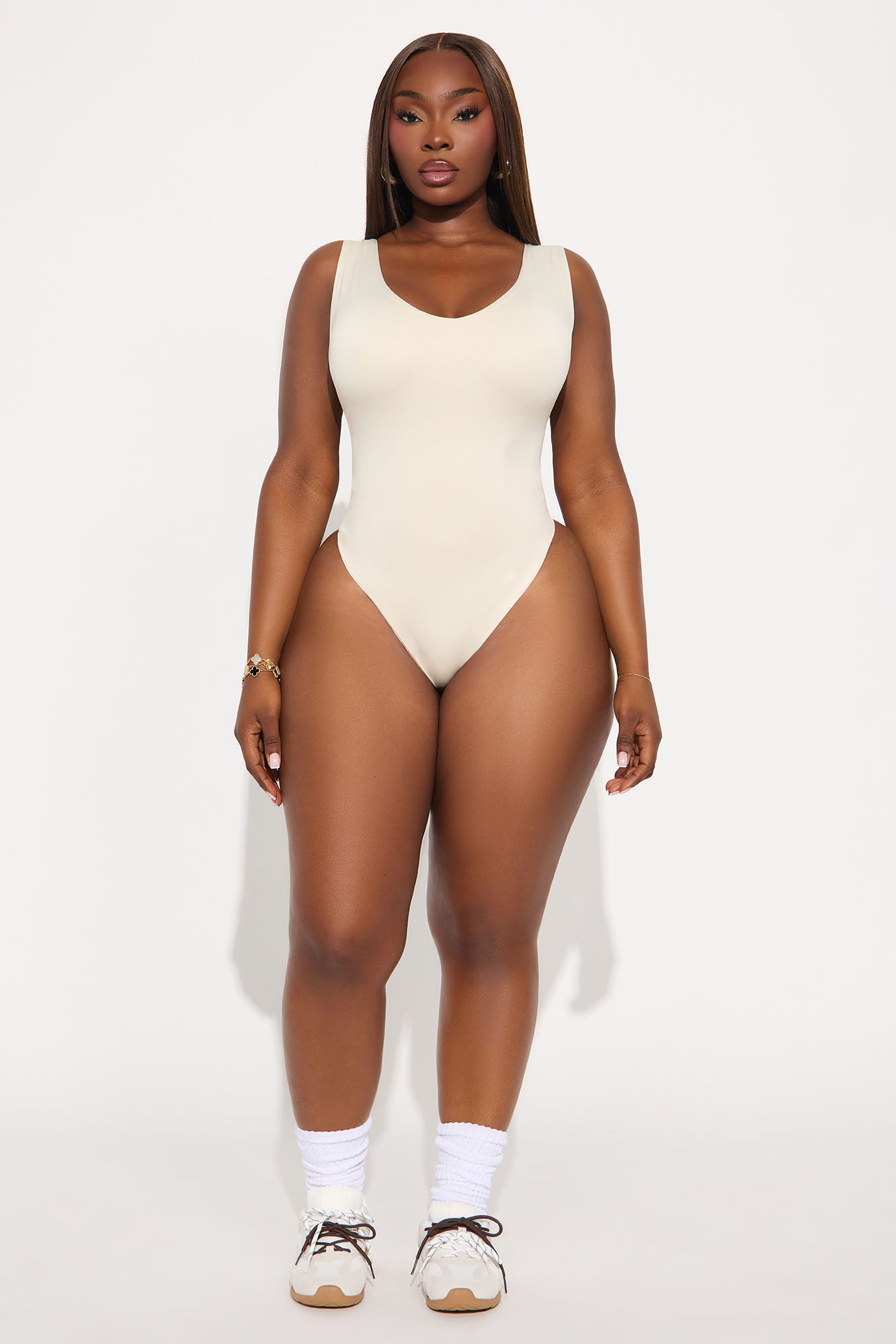 Contour Double Lined V-Neck Bodysuit - Bone