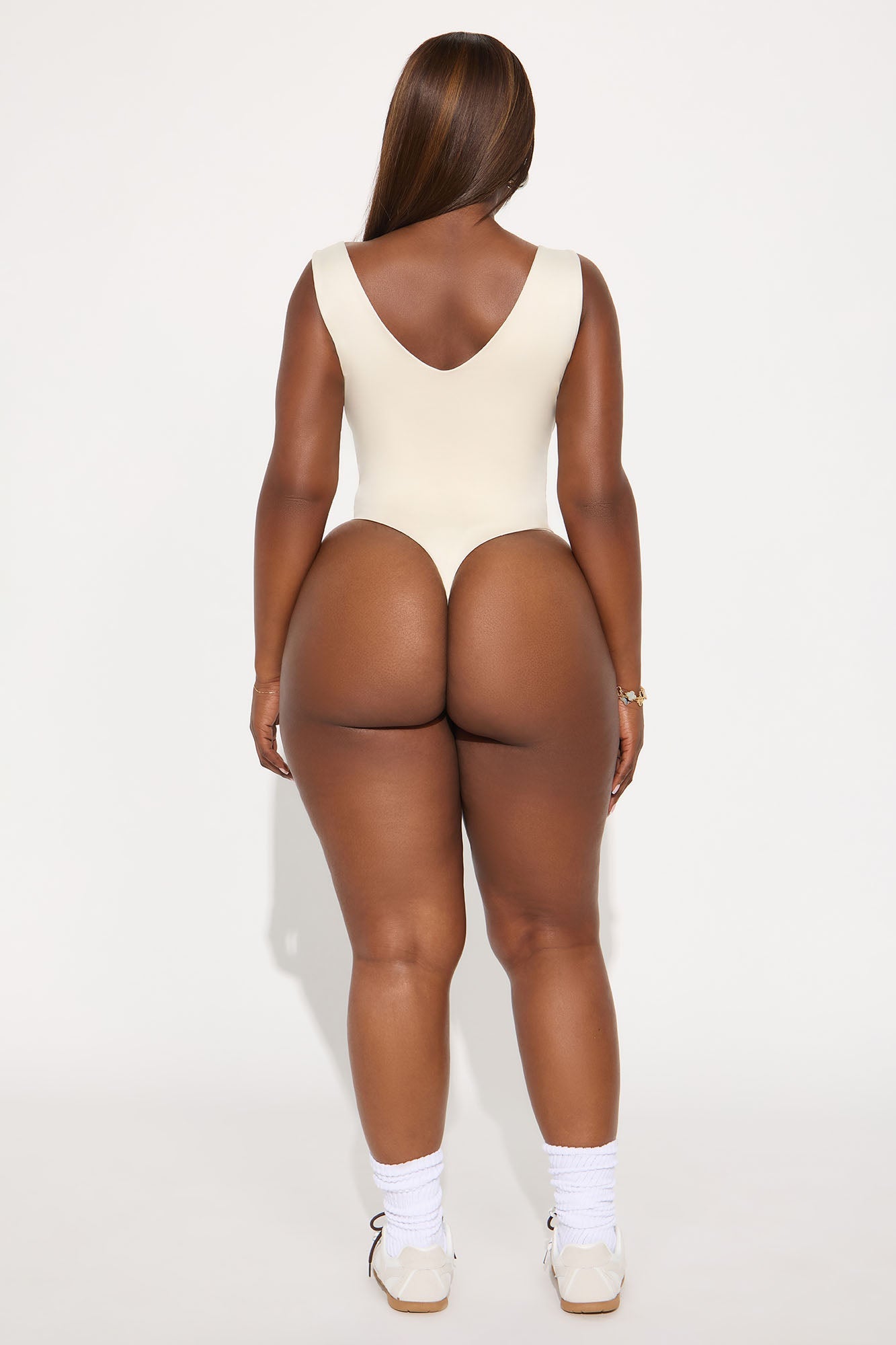 Contour Double Lined V-Neck Bodysuit - Bone