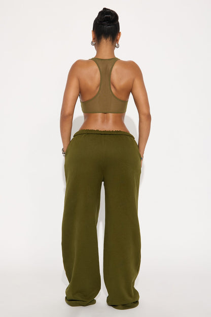 French Terry Drawstring Sweat Pant - Olive
