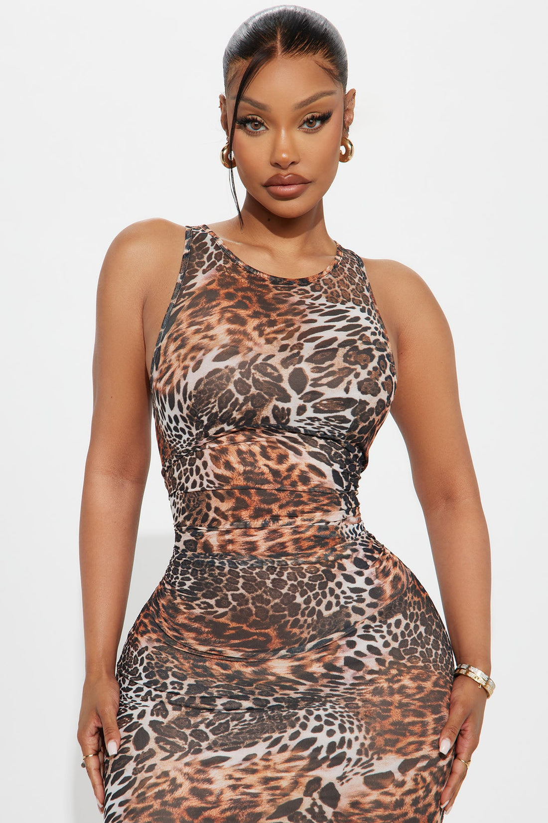 Lindsey Leopard Mesh Maxi Dress - Leopard