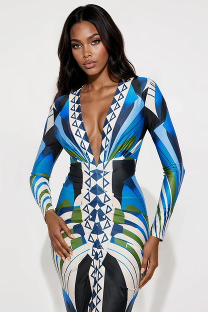 Camilla Maxi Dress - Blue/combo