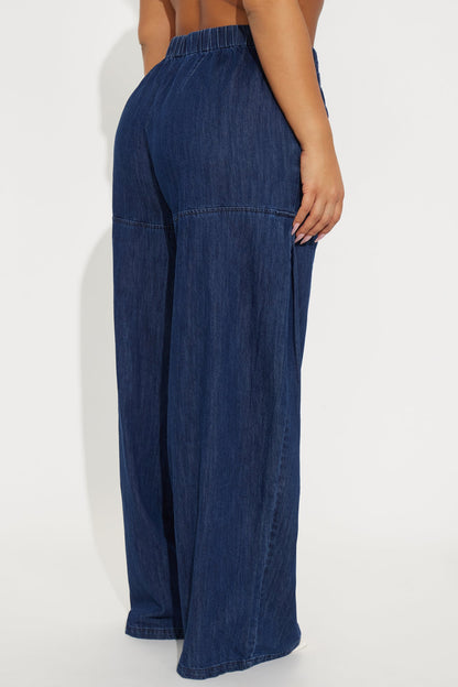 Brigantine Pull On Wide Leg Jeans - Dark Wash
