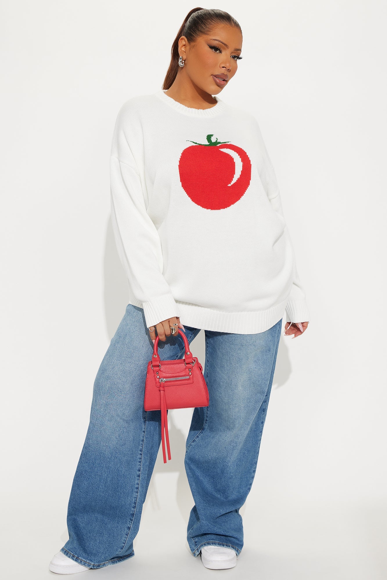 Main Squeeze Tomato Pullover Sweater - White/combo