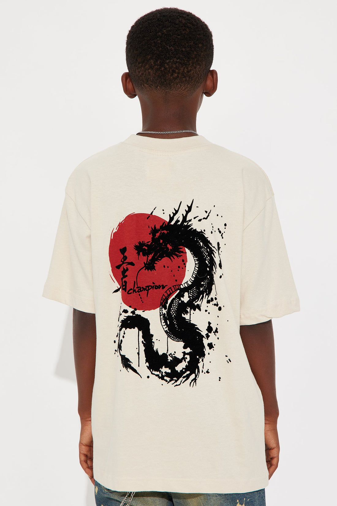 Mini Fierce Dragon Short Sleeve Graphic T-Shirt - Cream