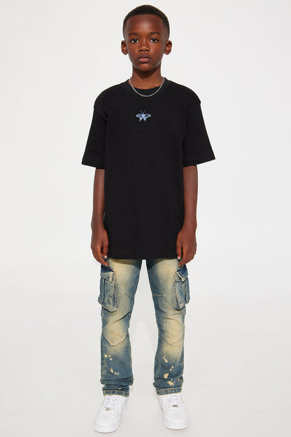 Mini Fly High Front/Back Short Sleeve Graphic T-Shirt - Black