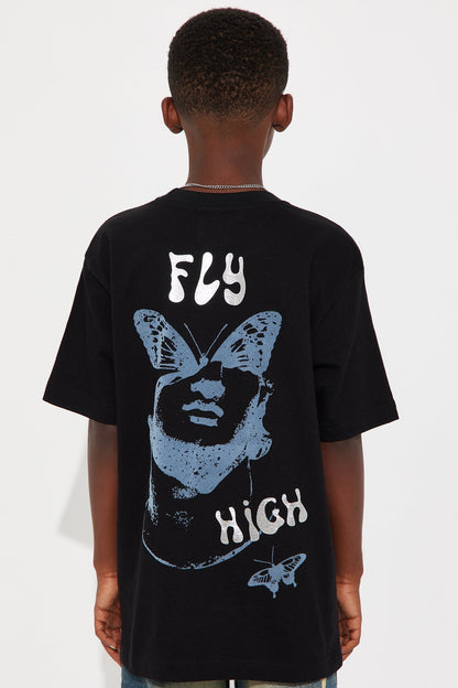 Mini Fly High Front/Back Short Sleeve Graphic T-Shirt - Black