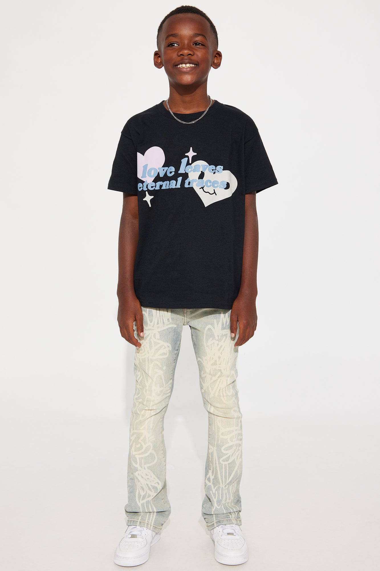 Mini Love Leaves Eternal Traces Short Sleeve Tee - Black