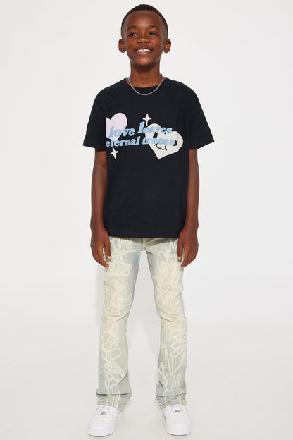 Mini Love Leaves Eternal Traces Short Sleeve Tee - Black