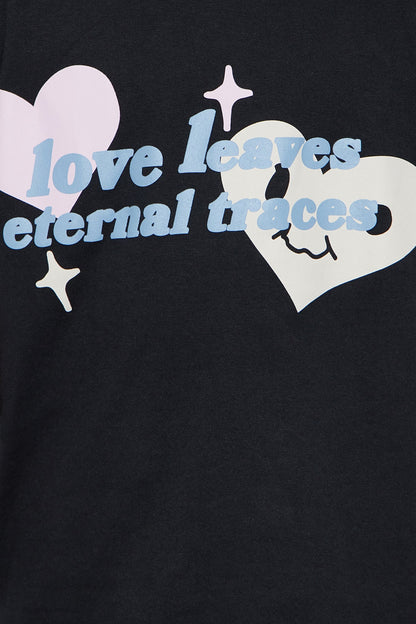 Mini Love Leaves Eternal Traces Short Sleeve Tee - Black