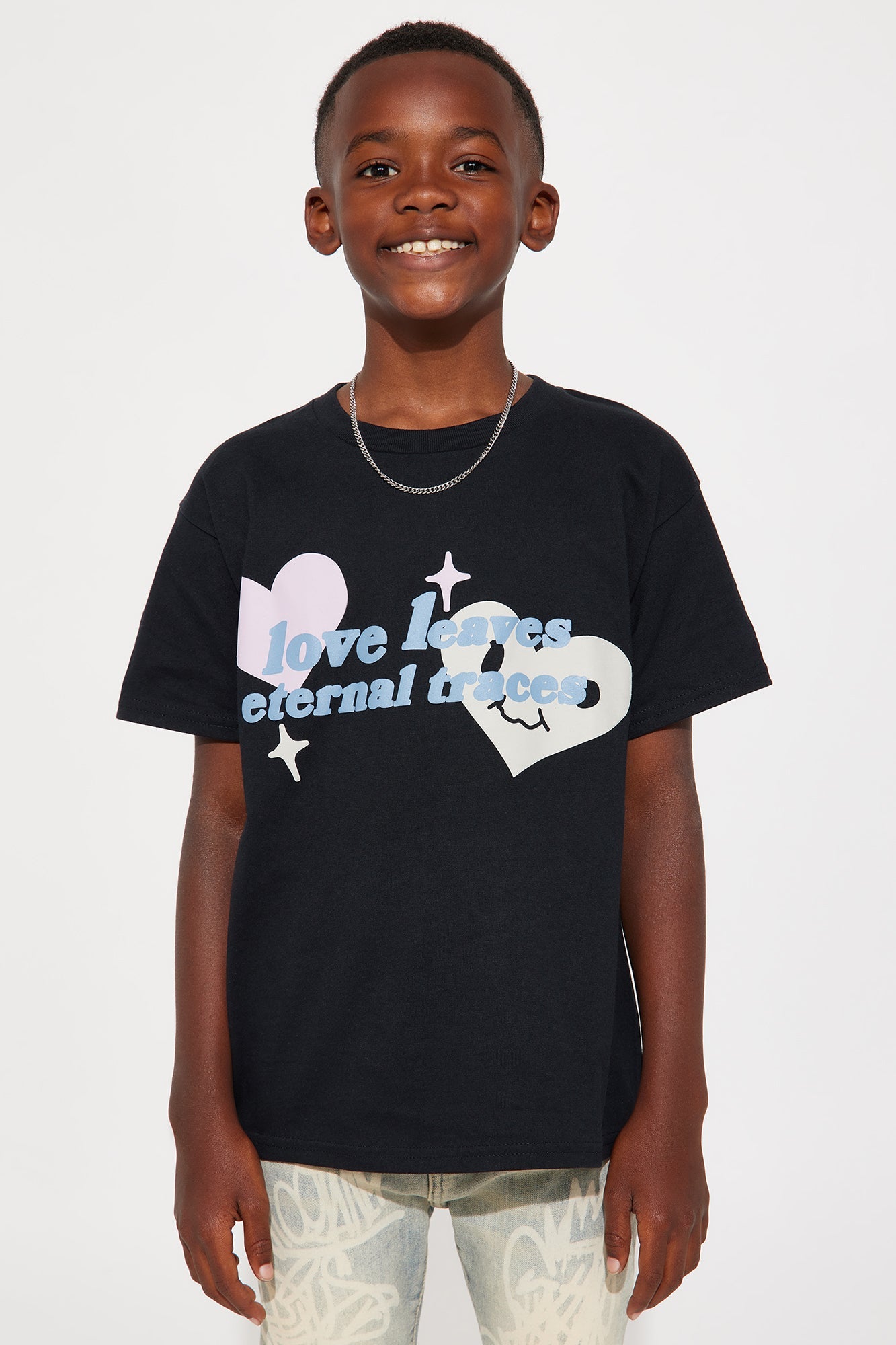 Mini Love Leaves Eternal Traces Short Sleeve Tee - Black
