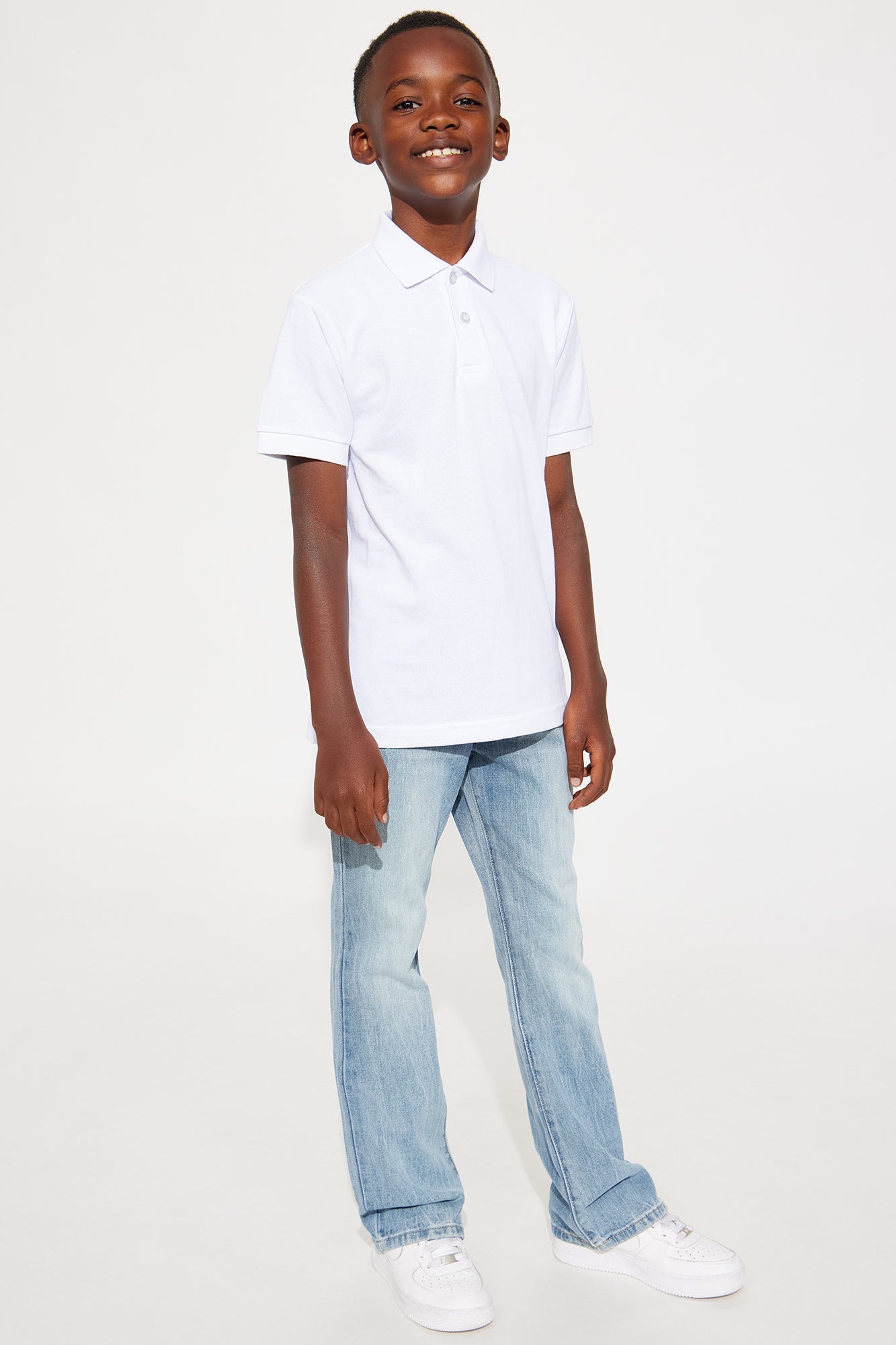 Mini Uniform Pique Polo - White
