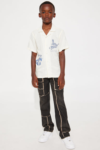 Mini What The Fray Straight Jeans - Black Wash