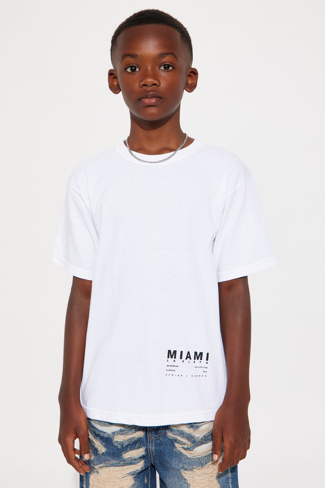 Mini Miami La Playa Collection Short Sleeve Front/Back Tee - White